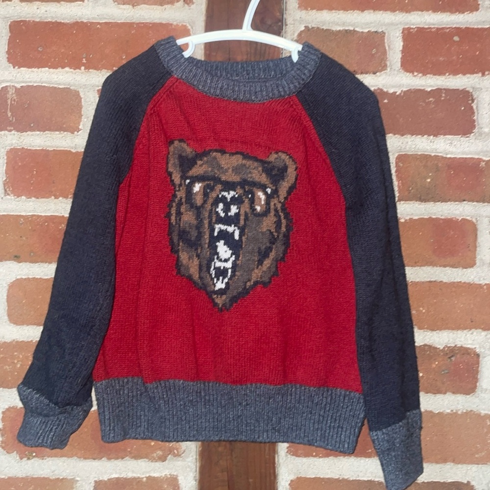 Gap Kids Sweater- Bear wearing glasses, size 4/5